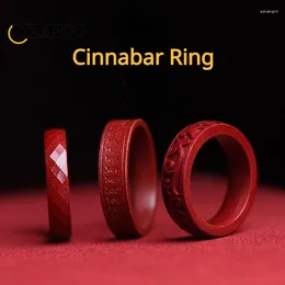 Cluster Rings Natural High Content Cinnabar Ring Purple Gold Sand Women's Vegan Couple Men Retro Personality Red Amulet Mascot