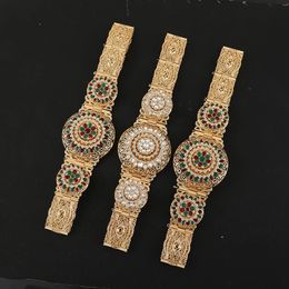Luxury big size zinc alloy womens crystal belt Jewellery aristocratic round hollowedout wedding waist chain accessories 240326