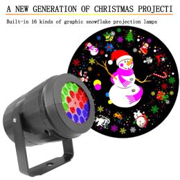 Christmas Party Lights Snowflake Laser Projector Led Stage Light Rotating Xmas Pattern Outdoor Holiday Lighting Christmas Decors