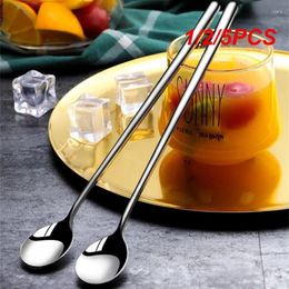 Spoons 1/2/5PCS Stainless Steel Long Handled Mixing Spoon Coffee Ice Cream Dessert Tea Cutlery For Kitchen Bar