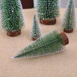 Mini Christmas Tree with Wooden Base Miniature Pine Trees Reusable Small Artificial Trees for Xmas Holiday Party Home Tabletop