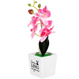 Vases Fake Flowers Tabletop Artificial Potted Phalaenopsis Moth Orchid Bonsai Simulation