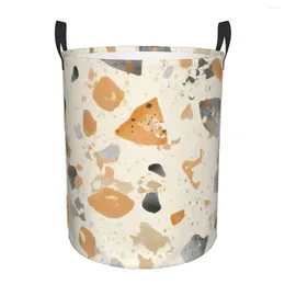 Laundry Bags Foldable Basket For Dirty Clothes Vintage Monochromatic Terrazzo Storage Hamper Kids Baby Home Organiser