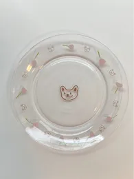 Plates Korean Style Cartoon Glass Plate Cute Bear Fruit Salad Dessert Nordic Tulip Cake Breakfast