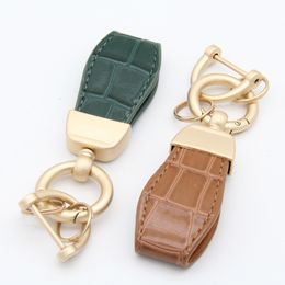 High-end Car Keychain Crocodile Patterned Small Leather Keychain Metal Women Men Vintage Key Ring Gift Idea