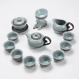 Teaware Sets Kungfu Tea Set Complete Of Relief Restoration Geyao Celadon