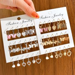 Dangle Earrings Minimalist And Compact Female Gold Colour Fashionable Butterfly Heart Sets