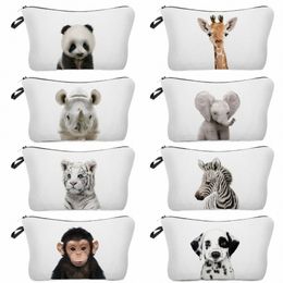 cute Animal Series Panda Koala Elephant Print Women's Bag Casual Cosmetic Bags Waterproof Makeup Bag Portable Small Toiletry Bag a7JE#