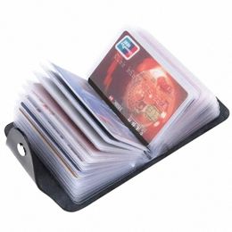 new 24 Slots Bits Card Holder Bag Simple Solid Colour Pocket Case Women Men Credit ID Card Organiser Leather Cardholder Wallet Y74U#