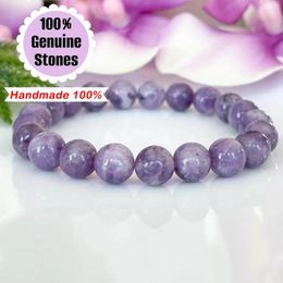 Link Bracelets MG2062 8 MM Grade Purple Lepidolite Womens Bracelet Healing Crystals Gemstone Stress Relief Wrist Mala