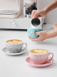 Cups Saucers Professional Latte Pull Flower Coffee Cup And Saucer Set Ceramic Mug Cappuccino For Household Office