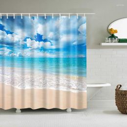 Shower Curtains Sunshine Beach Waterproof Polyester Fabric High Quality Bathroom Mildewproof Blind For The