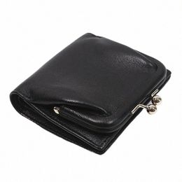 2024 Genuine Leather Wallet For Women Luxury Fi Short Bifold Women's Purse Card Holder With Kiss Lock Closure Coin Pocket n9EN#