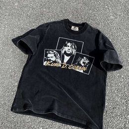 Nirvana Band Ke Himself Looks Like Kurt Cobain Short Sleeved Vtg High Street Rap Couple Half Trendy T-shirt