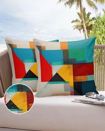 Pillow Case Geometric Colour Blocks Line Waterproof Pillowcase Home Sofa Office Throw Car Cushion Cover Decor