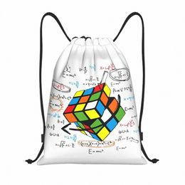 math Rubix Rubixs Cube Drawstring Bag Women Men Foldable Sports Gym Sackpack Shop Storage Backpacks 30CY#