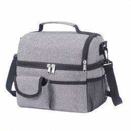 double Deck Lunch Bag Outdoor Cam Hiking Food Thermal Pouch Child Picnic Drink Snack Keep Fresh Storage Package Bags Handbag O3nG#