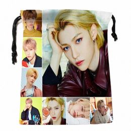 hot KPOP Stray Kids FELIX Drawstring Bags Bright Color Printed Gift Bag Travel Pouch Storage Clothes 18x22cm Satin Fabric 0622 q2BN#