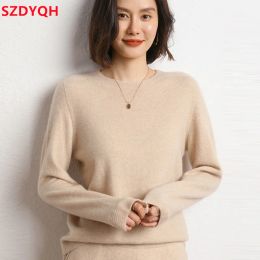 2023 Autumn Winter Women's 100% Cashmere Sweater O-Neck High Quality Soft Warm Pullover Female Solid Casual Knitted Jumper Tops