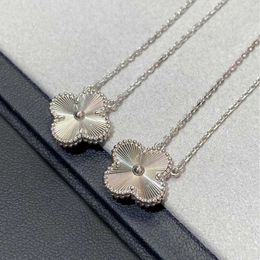 Fashion 925 Sterling Silver Van Laser Clover Collace placcata con una versione ad alta catena con collare a ciondolo di erba d'erba oro 18k con logo