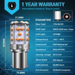 A pack 1156 P21W ba15s Bau15s PY21W 7507 LED Canbus No Hyper Flash Turn Signal Light Bulb Built-in Resistor Error Free Orange