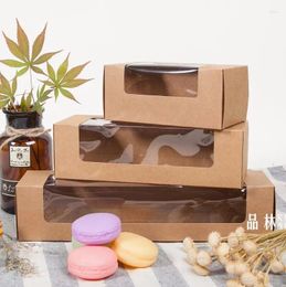 Gift Wrap 50Pcs Kraft Paper Cupcake Box Plastic Window Rectangle Cardboard For Macaron With Packaging Craft