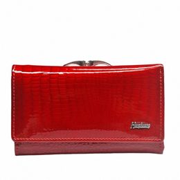 luxury Women's Patent Leather Wallet Euro-American Style Coin Purse Designer Cowhide Crocodile Pattern Compact High Quality k1AB#