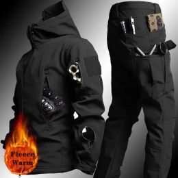 Camouflage Tactical Winter Sets Men Outdoor Sharkskin Jacket Windproof Waterproof Suit Softshell Airsoft Uniform Pocket