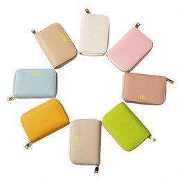 custom Letters Fi Women's Organ Card Sleeve Bag PU Leather Large Capacity Credit Card Holder Zipper Small Wallet Coin Purse X6qU#