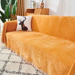 Chair Covers Four Seasons Solid Colour Chenille Fringe Sofa Full Cover Modern Non-Slip Cushion Blanket Carpet