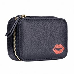 makeup Case Lipstick Bag Leather Portable Small Mini Cosmetic Bag Female Three-in-e Lipstick Small Bag with Mirror Pouch 61lu#