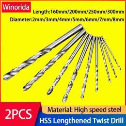 2-8mm Length160/200/250/300mm Extra Long HSS Drill Bit Set Drilling Kits for Wood, Aluminum, Plastic, and Steel Metal Alloys