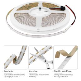 WS2812B COB LED Strip 60/100/160Leds/m WS2812 High Density Individually Addressable COB Led Light Dreamcolor 5mm/8mm DC5V