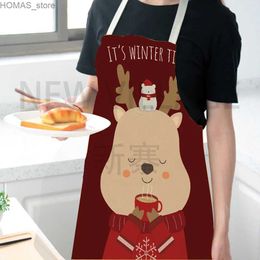Aprons Christmas Creative Kitchen Printed Sleeveless Apron Dinner Cooking Apron Adult Kids Baking Accessories Cleaning Apron Y240401SLKZ
