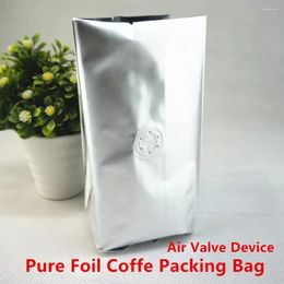 Storage Bags 100pcs 2LB One Way Valve Coffee Packaging - Sides Folded Pure Aluminium Foil Bag With Air Roasting Packages Tea Pouch