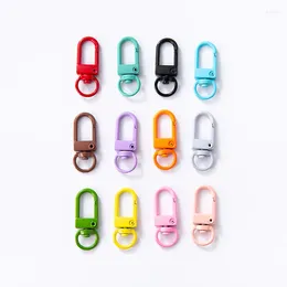 Keychains 10Pcs Metal Colourful Painted 12x33mm Dog Collar Buckle Swivel Trigger Clip Key Chain Connector For DIY Keychain Jewlery Findings