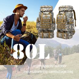 80L Molle EDC Oxford Cloth Waterproof Trekking Hunting Bag Backpack Outdoor Military Travel Rucksacks Camo Tactical Climbing Bag