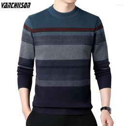 Men's Sweaters Men Striped Sweater Pullover Knit Jumpers Tops Thick For Autumn Winter Retro Vintage Casual Khaki O Neck 00380