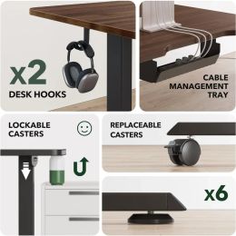 Computer desk, 63 inch electric vertical L-shaped adjustable height, corner high table, with splicing board computer desk