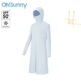 Women's Jackets OhSunny Women Sun Protection Cooling Long Coat Sunscreen Trench Jacket UPF50 Hooded Summer Coolchill Windbreaker Outwears