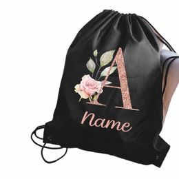 custom Name Portable Drawstring Bag Travel Outdoor Clothes Organiser Pack Student Sports Riding Backpac School Shoe Bag for Girl 467H#