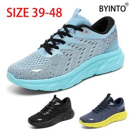 Casual Shoes Big Size Men's Sport For Large Feet Super-Light Weave Cushioned Chunky Sneakers Male Running Athletic Black Blue