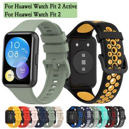 Strap For Huawei Watch Fit2 / Fit2 Active Silicone Watchband Replacement Single/Double-Color Wristband Replacement