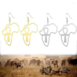 Dangle Earrings African Map Exaggerate Earring Africa Nile Key Traditional Ethnic Stainless Steel Jewelry For Woman Gifts