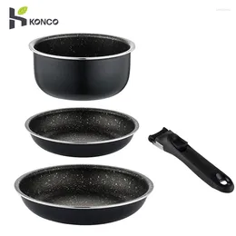 Cookware Sets 3/4 Piece Non-Stick Set Frying Pans And Pot With Removable Handles Stackable Wok For Gas Induction Cooker