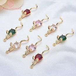 Pendant Necklaces (1041) 4PCS 28x7MM 24K Gold Colour Plated With Zircon Mouse Pendants Charms High Quality DIY Jewellery Making Findings