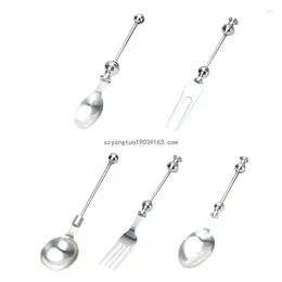 Coffee Scoops Tableware Dessert Spoon Mini Utensils Fruit Fork For Stirring Bead Stringing Round Women