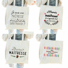 best Teacher French Print Fi Women Canvas Shop Bag Eco Harajuku Aesthetic Persalized Super Mistr School Bags Gift s3kQ#