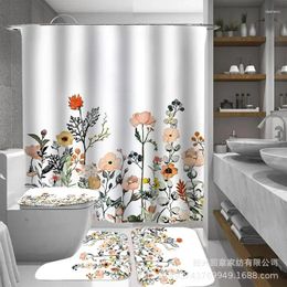 Shower Curtains Flower Series Digital Printing Polyester Waterproof Mildew-proof Curtain Pure Copper Grommet Bathroom Matching Set