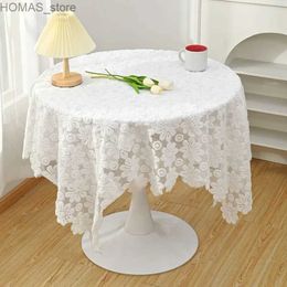 Table Cloth Embroidery Flower Lace Tablecloth Hollow Out Table Cover for Party Banquet Square Coffee Table Cloth Wedding Home Decoration Y240401